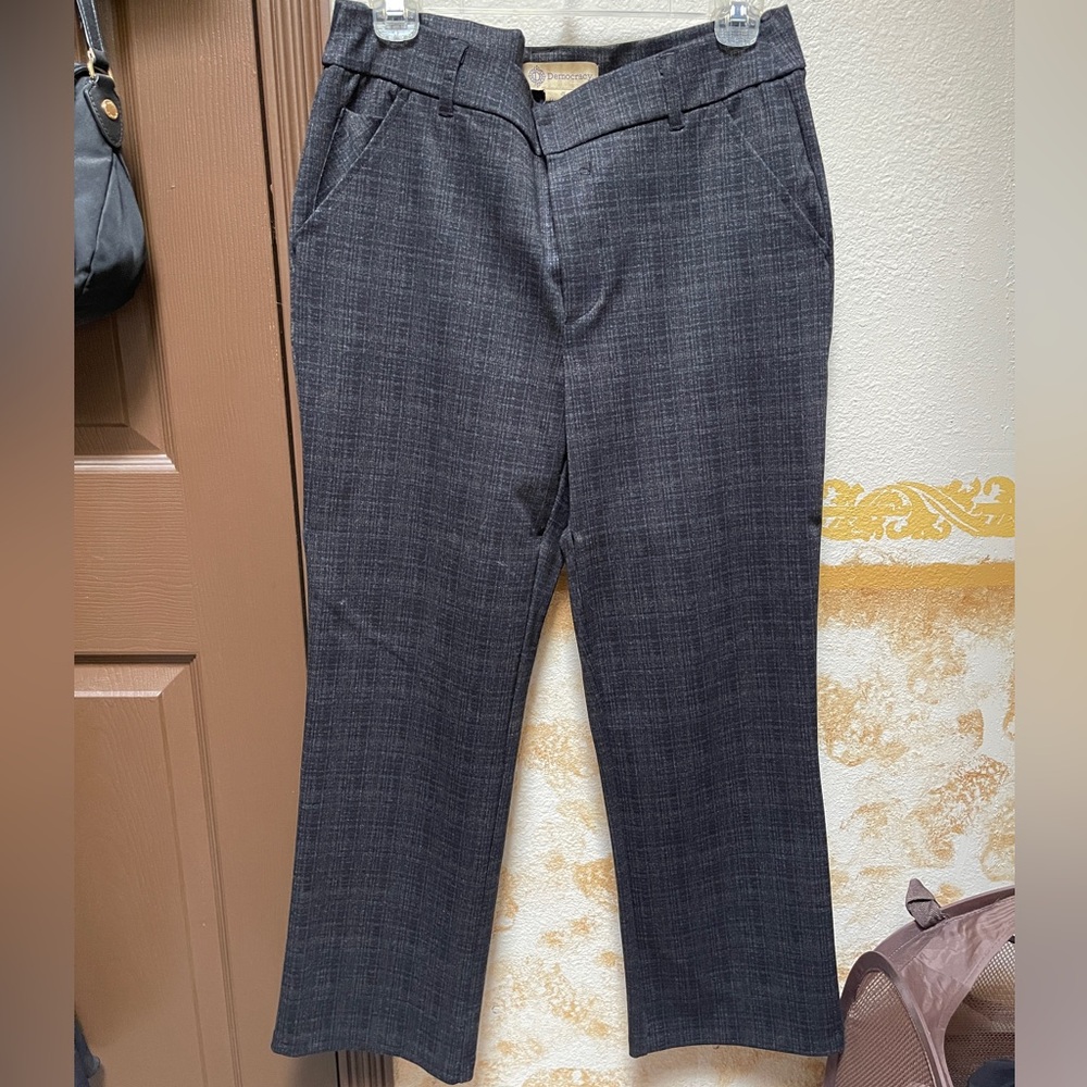Democracy Brown Plaid High Rise straight Leg Crop Pants size 8